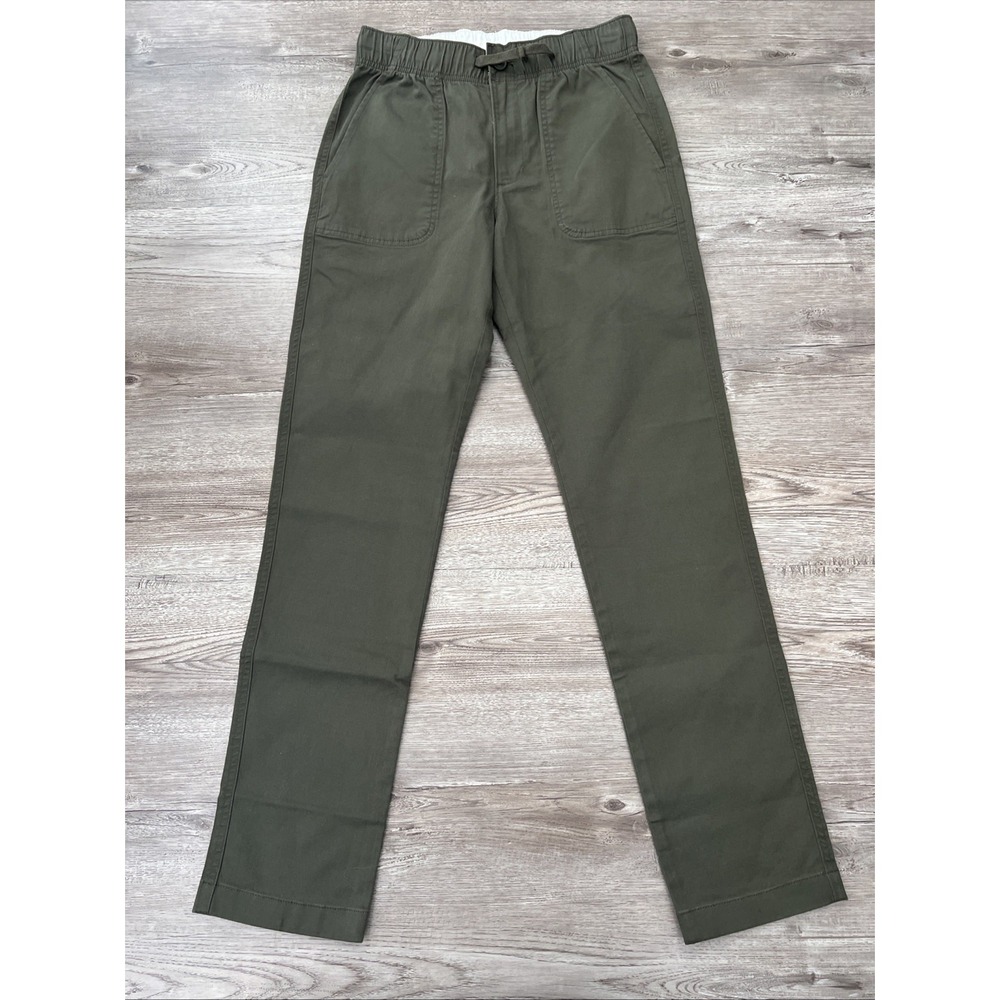 J Crewcuts Dock Chino Pant Green Slim Leg Elastic Waist Boys 16  New